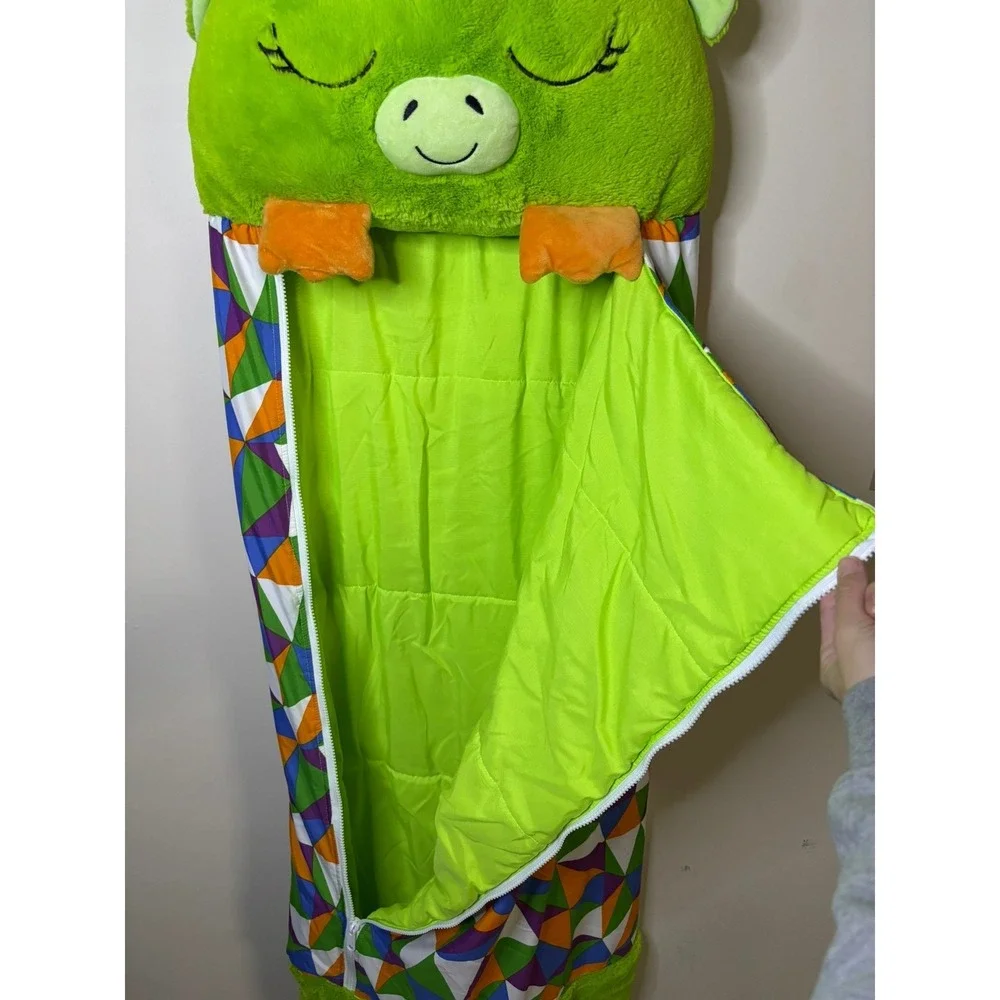 Happy Nappers Green Dragon Sleeping Bag Kids Plush Pillow‎ Geometric Pattern